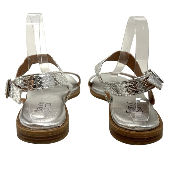 Franco Sarto Velocity Silver Snakeskin Comfort Flat Sandals Women’s 10 - Picture 7 of 13